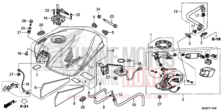 KRAFTSTOFFTANK von Hornet ABS MAT PEARL COOL WHITE (NHB44) von 2013